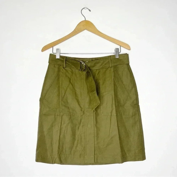 Ann Taylor Green Belted Linen A- Line Skirt Size 8 NWT - Picture 2 of 6